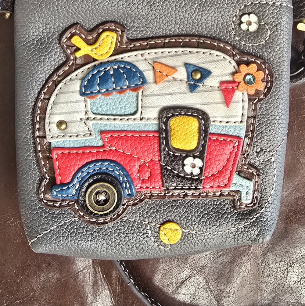 NWT Chala Handbags Gray and Red Crossbody Bag - Picture 2 of 5